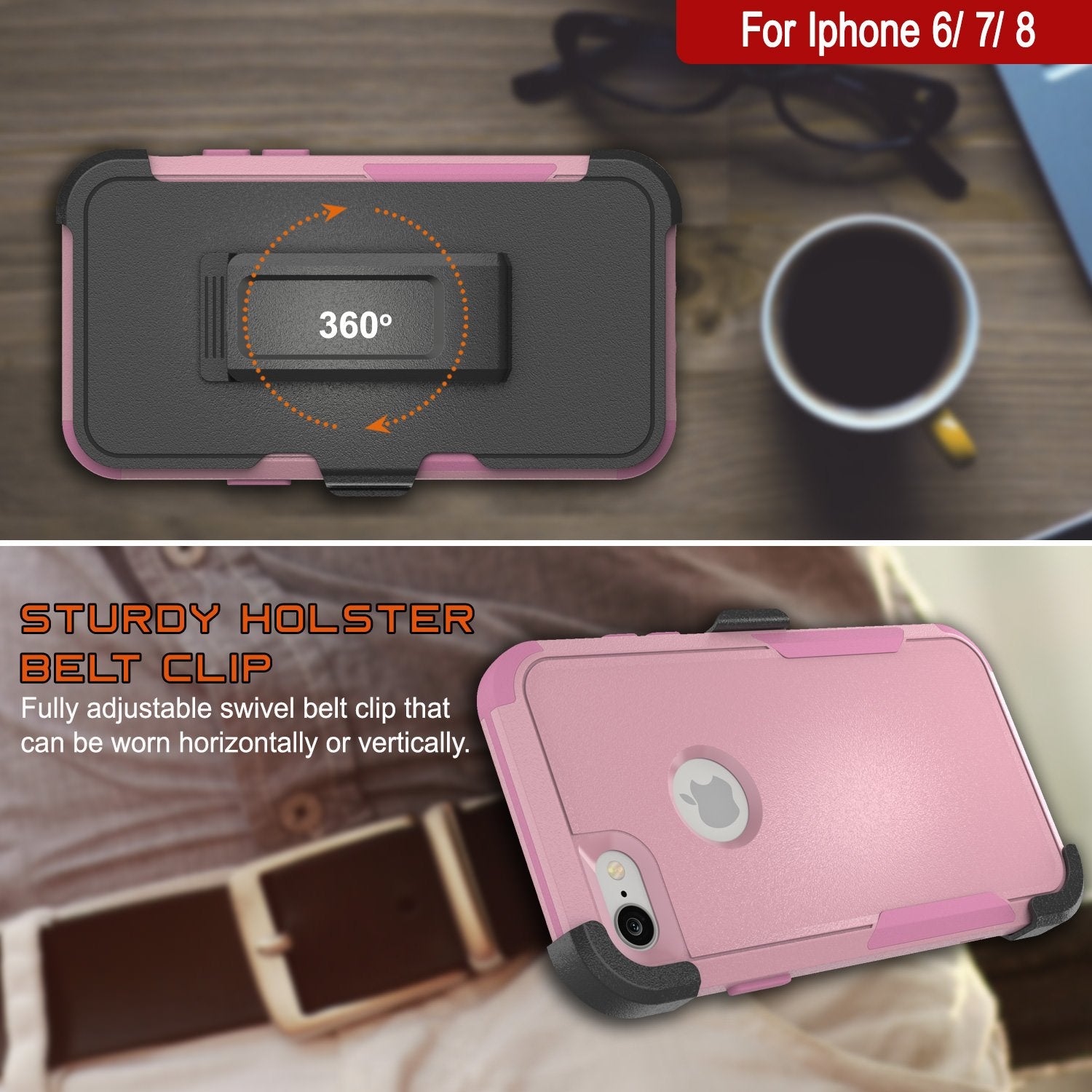 Punkcase for iPhone 6 Belt Clip Multilayer Holster Case [Patron Series] [Pink]