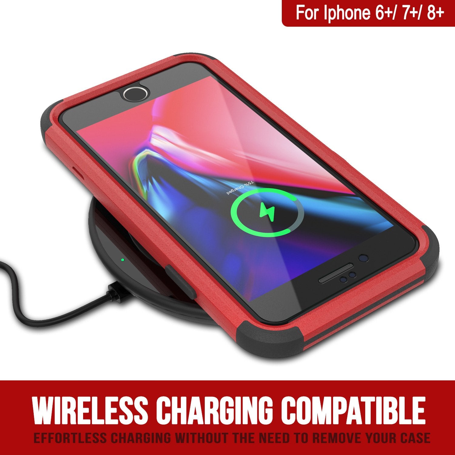 Punkcase for iPhone 6+ Plus Belt Clip Multilayer Holster Case [Patron Series] [Red-Black]