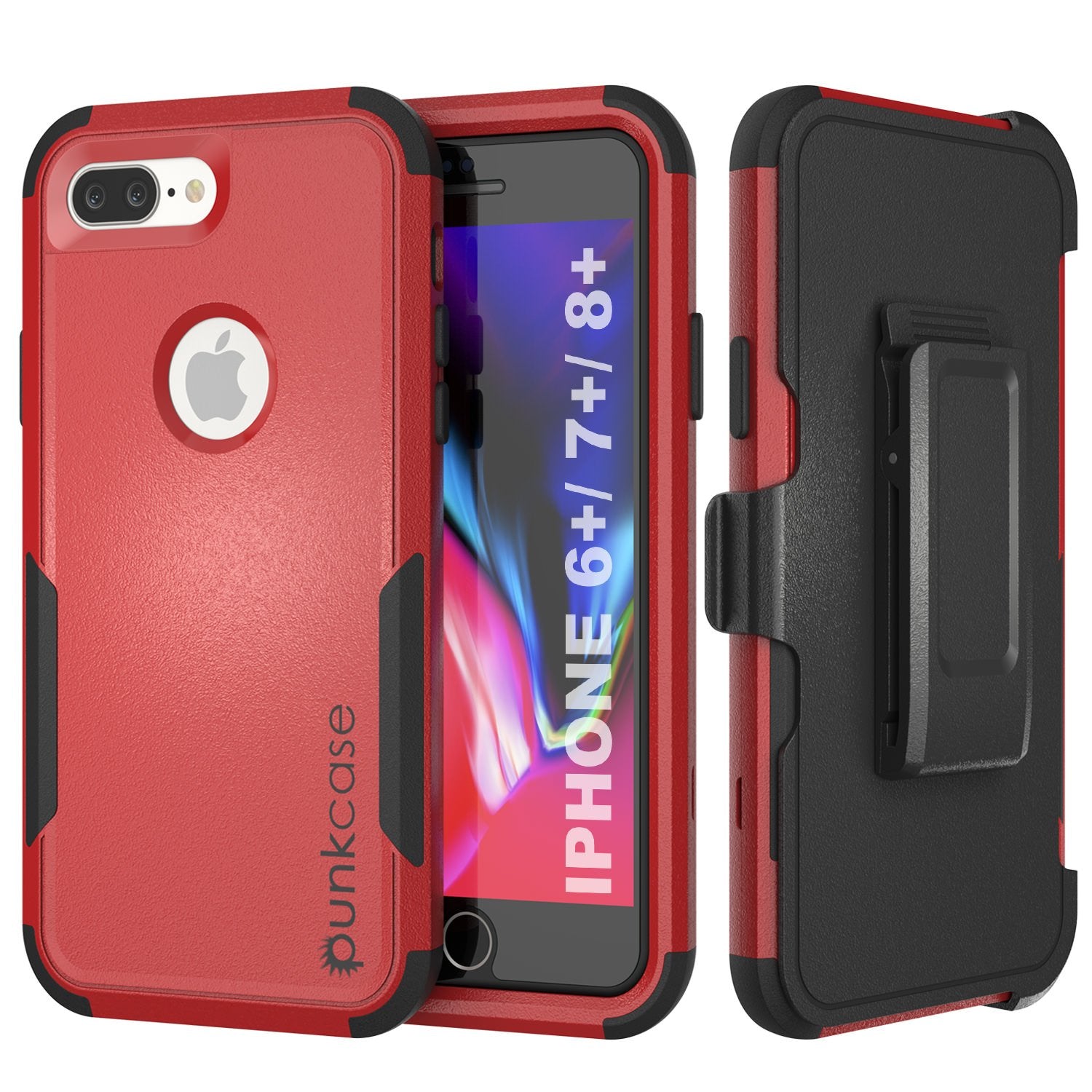 Punkcase for iPhone 6+ Plus Belt Clip Multilayer Holster Case [Patron Series] [Red-Black]