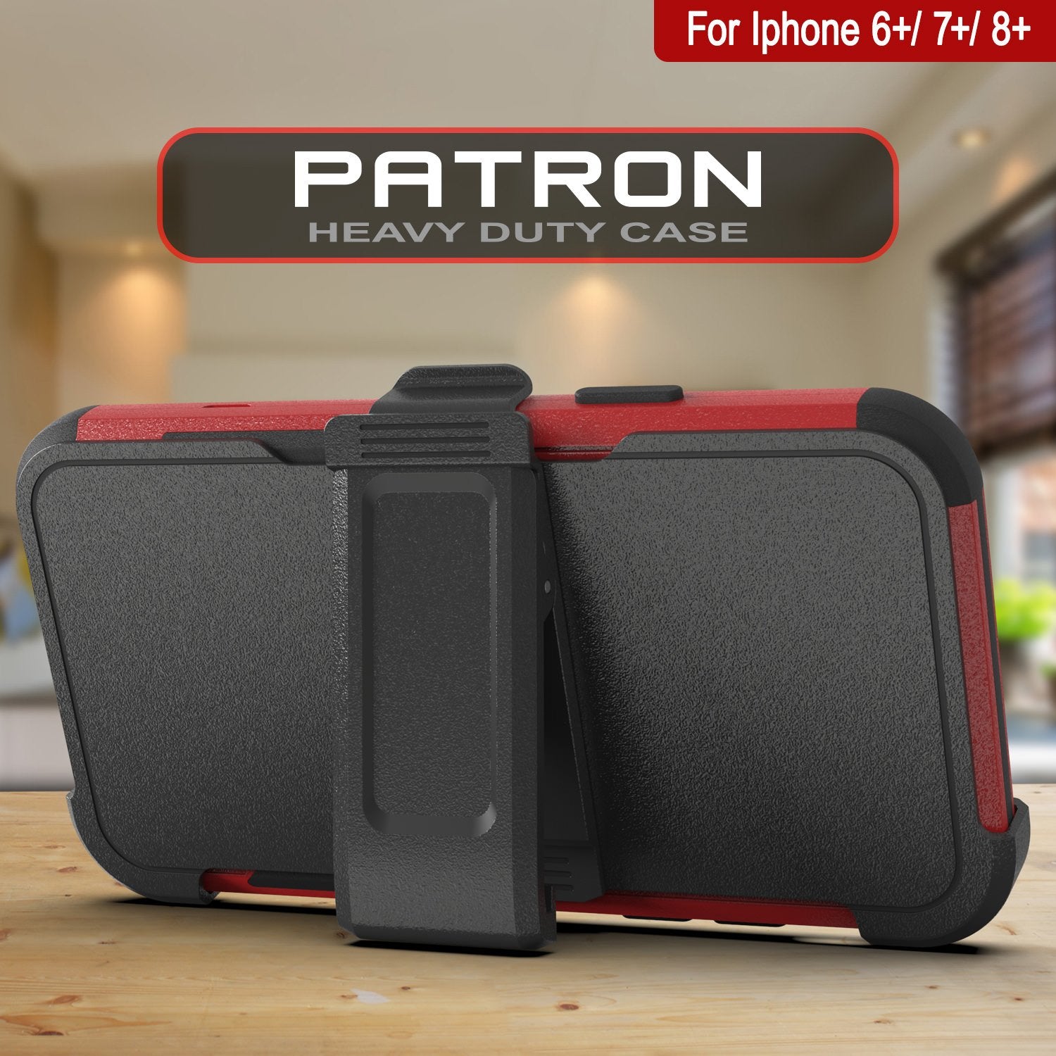 Punkcase for iPhone 6+ Plus Belt Clip Multilayer Holster Case [Patron Series] [Red-Black]