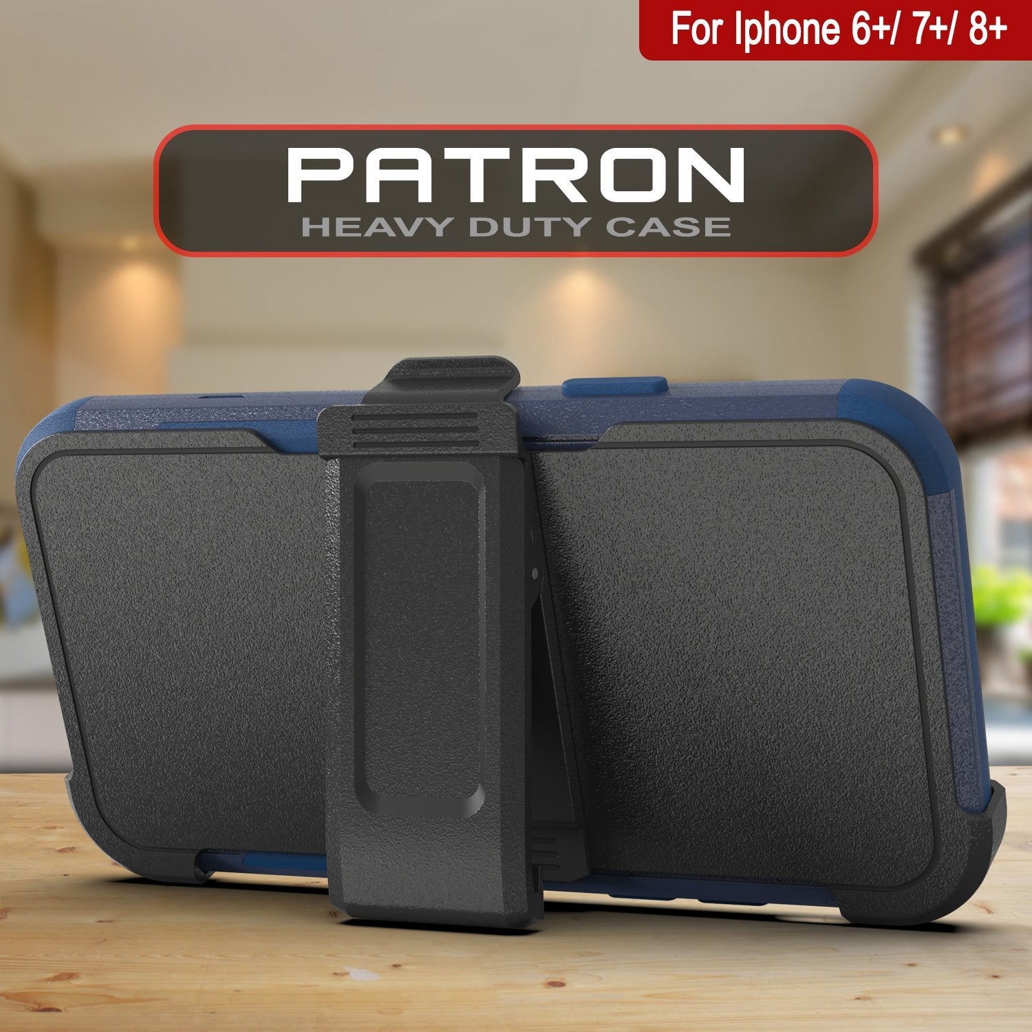 Punkcase for iPhone 8+ Plus Belt Clip Multilayer Holster Case [Patron Series] [Navy] (Color in image: Black)