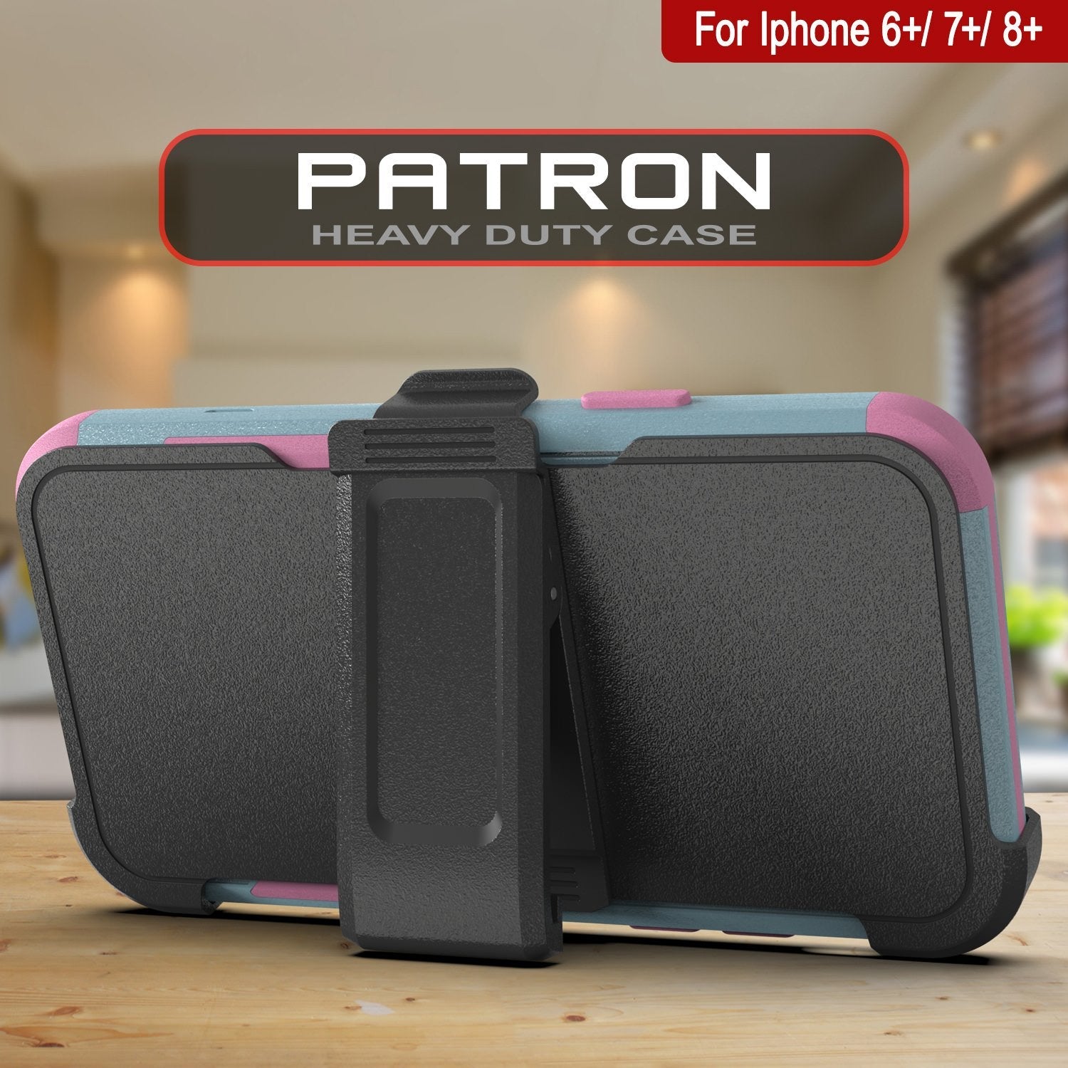 Punkcase for iPhone 8+ Plus Belt Clip Multilayer Holster Case [Patron Series] [Mint-Pink] (Color in image: Pink)