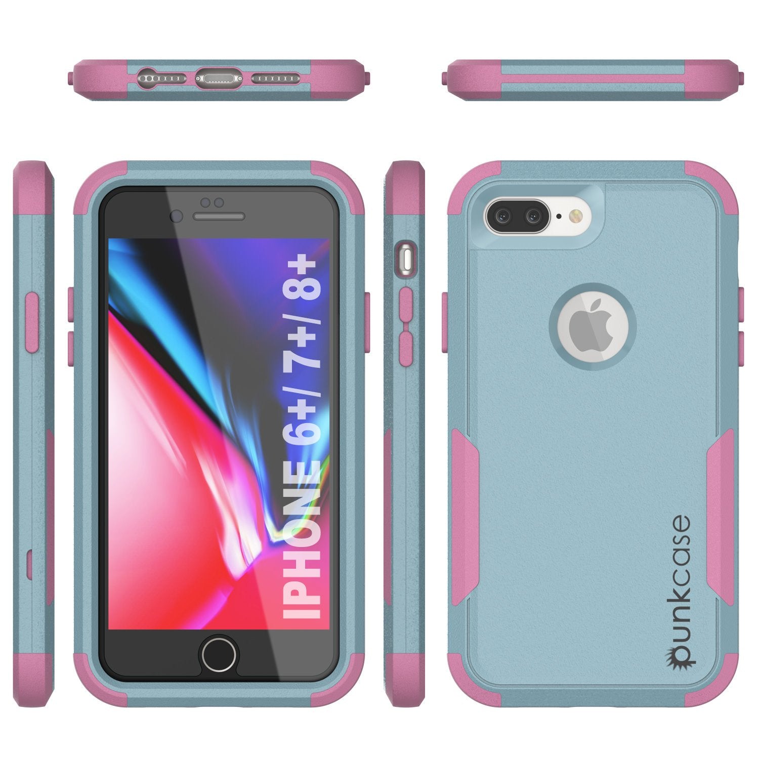 Punkcase for iPhone 7+ Plus Belt Clip Multilayer Holster Case [Patron Series] [Mint-Pink]