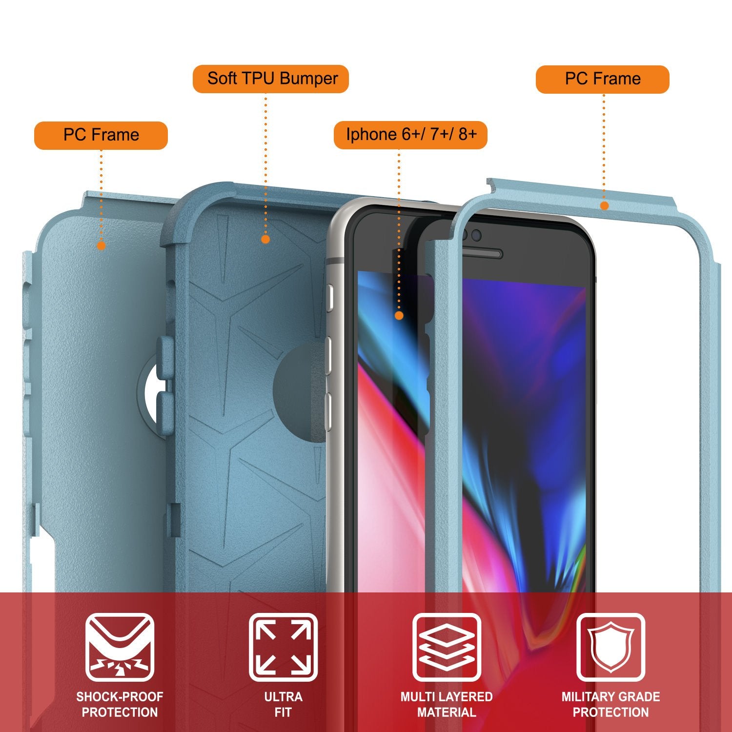 Punkcase for iPhone 7+ Plus Belt Clip Multilayer Holster Case [Patron Series] [Mint]