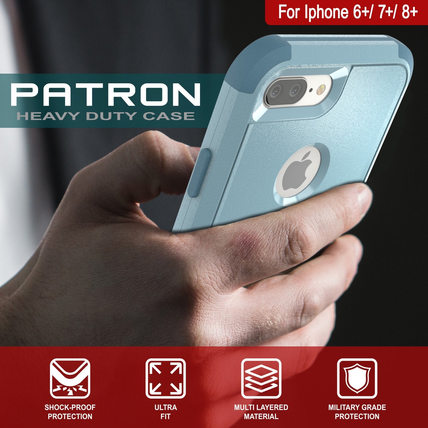 Punkcase for iPhone 7+ Plus Belt Clip Multilayer Holster Case [Patron Series] [Mint]