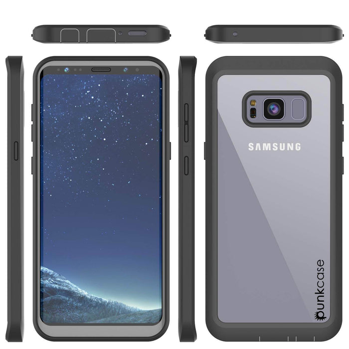 PunkCase Galaxy S8 Case, [Spartan Series] Clear Rugged Heavy Duty Cover W/Built in Screen Protector [Black]