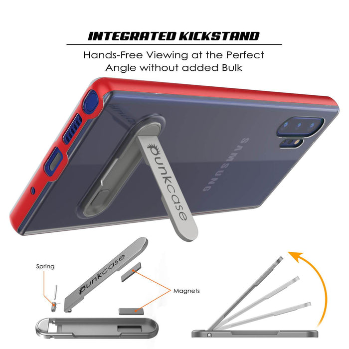 Galaxy Note 10+ Plus Lucid 3.0 PunkCase Armor Cover w/Integrated Kickstand and Screen Protector [Red] (Color in image: Grey)