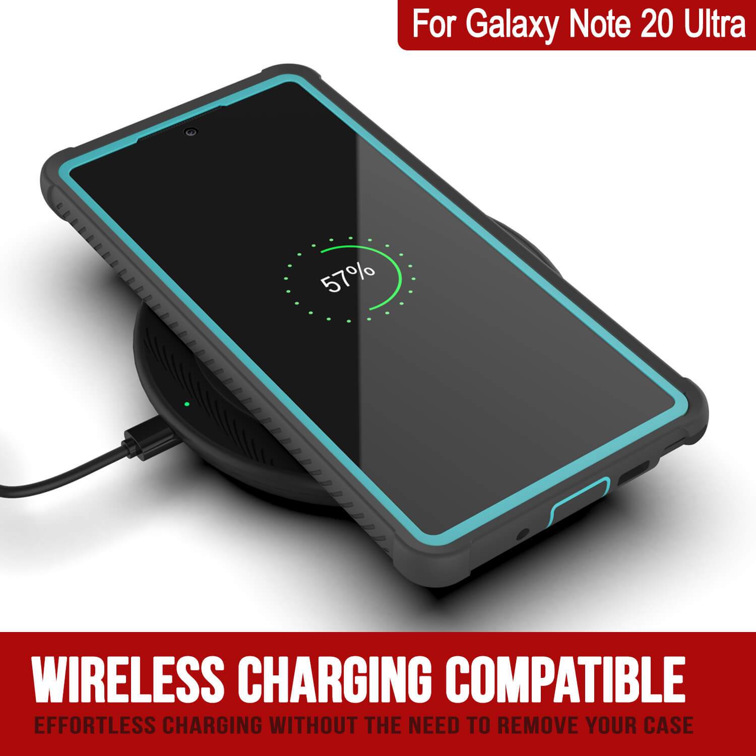 Punkcase Galaxy Note 20 Ultra Case, [Spartan Series] Teal Rugged Heavy Duty Cover W/Built in Screen Protector (Color in image: Light Green)