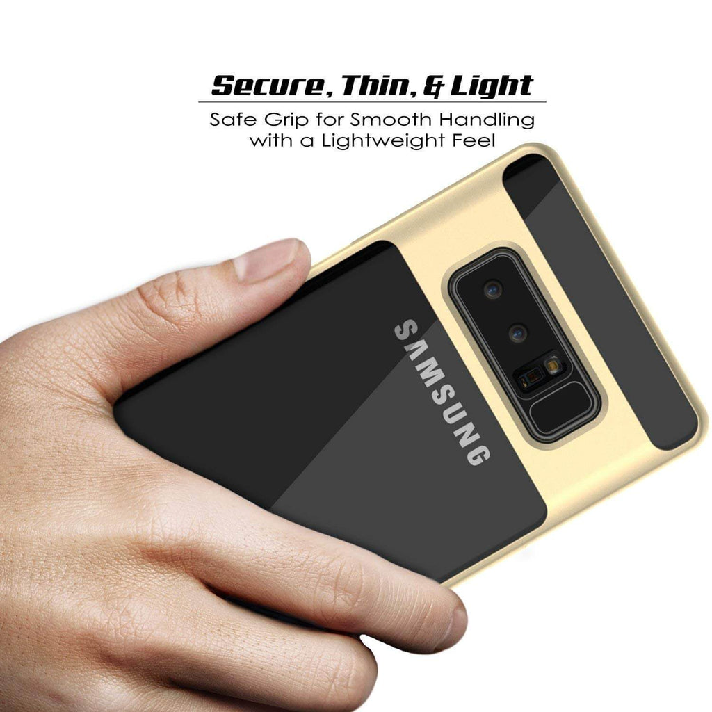 Galaxy Note 8 Case, PUNKcase [LUCID 3.0 Series] Armor Cover w/Integrated Kickstand [Gold] (Color in image: Black)