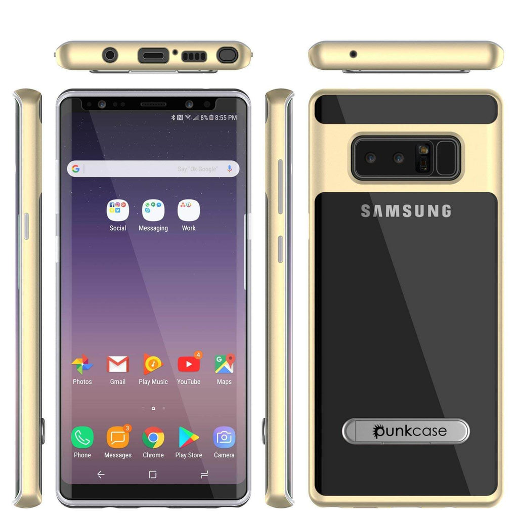 Galaxy Note 8 Case, PUNKcase [LUCID 3.0 Series] Armor Cover w/Integrated Kickstand [Gold] (Color in image: Teal)