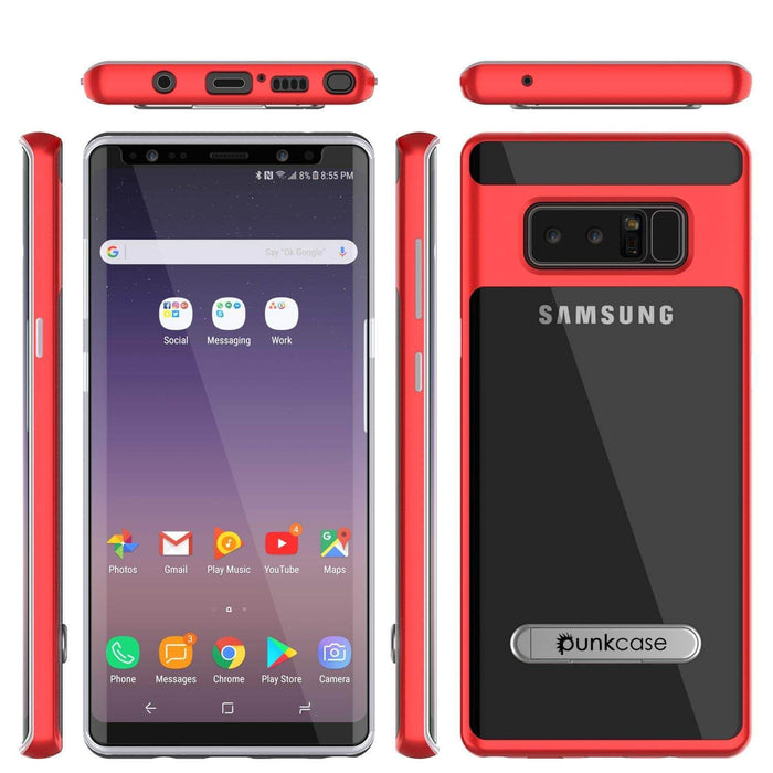 Galaxy Note 8 Case, PUNKcase [LUCID 3.0 Series] Armor Cover w/Integrated Kickstand [Red] (Color in image: Silver)