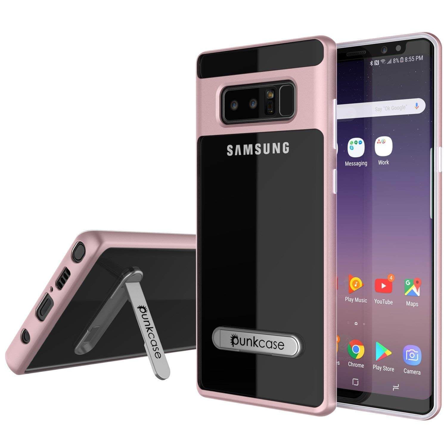 Galaxy Note 8 Case, PUNKcase [LUCID 3.0 Series] Armor Cover w/Integrated Kickstand [Rose Gold] (Color in image: Rose Gold)