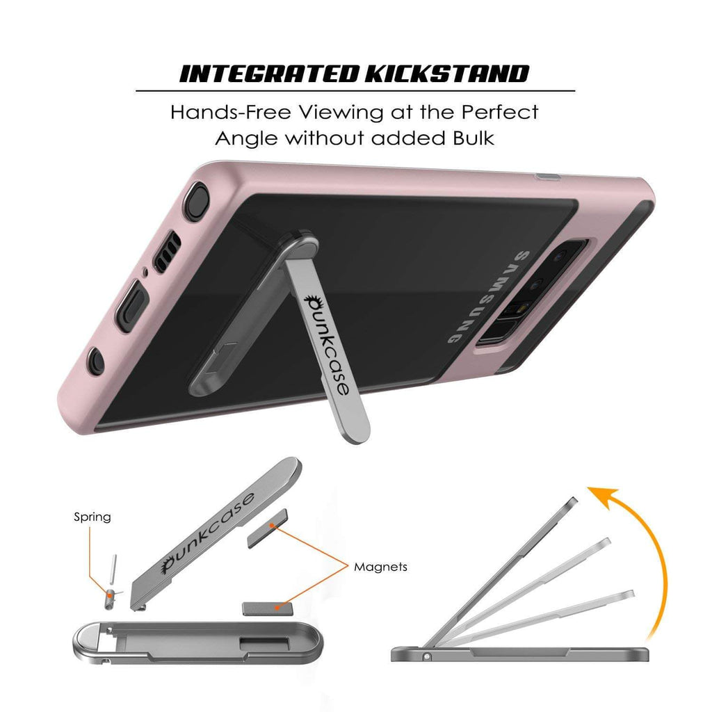 Galaxy Note 8 Case, PUNKcase [LUCID 3.0 Series] Armor Cover w/Integrated Kickstand [Rose Gold] (Color in image: Grey)