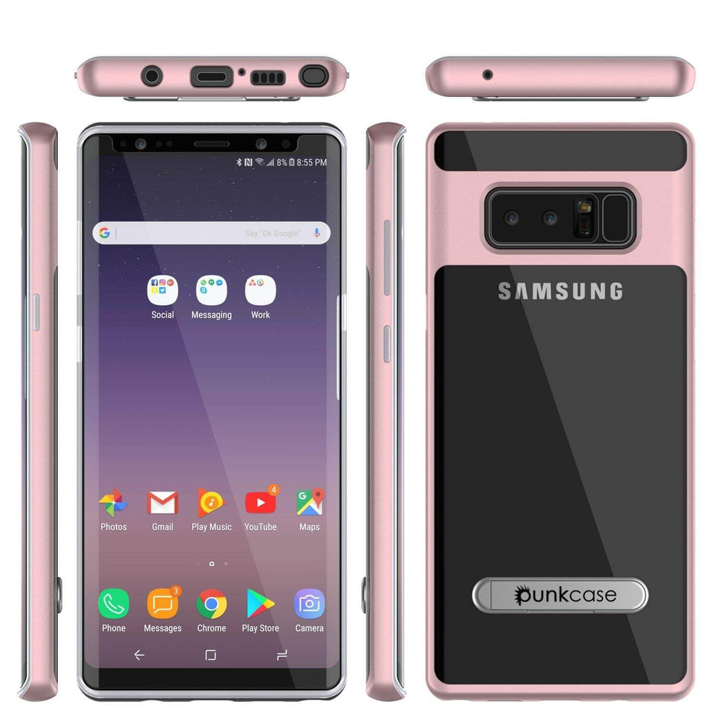 Galaxy Note 8 Case, PUNKcase [LUCID 3.0 Series] Armor Cover w/Integrated Kickstand [Rose Gold] (Color in image: Silver)