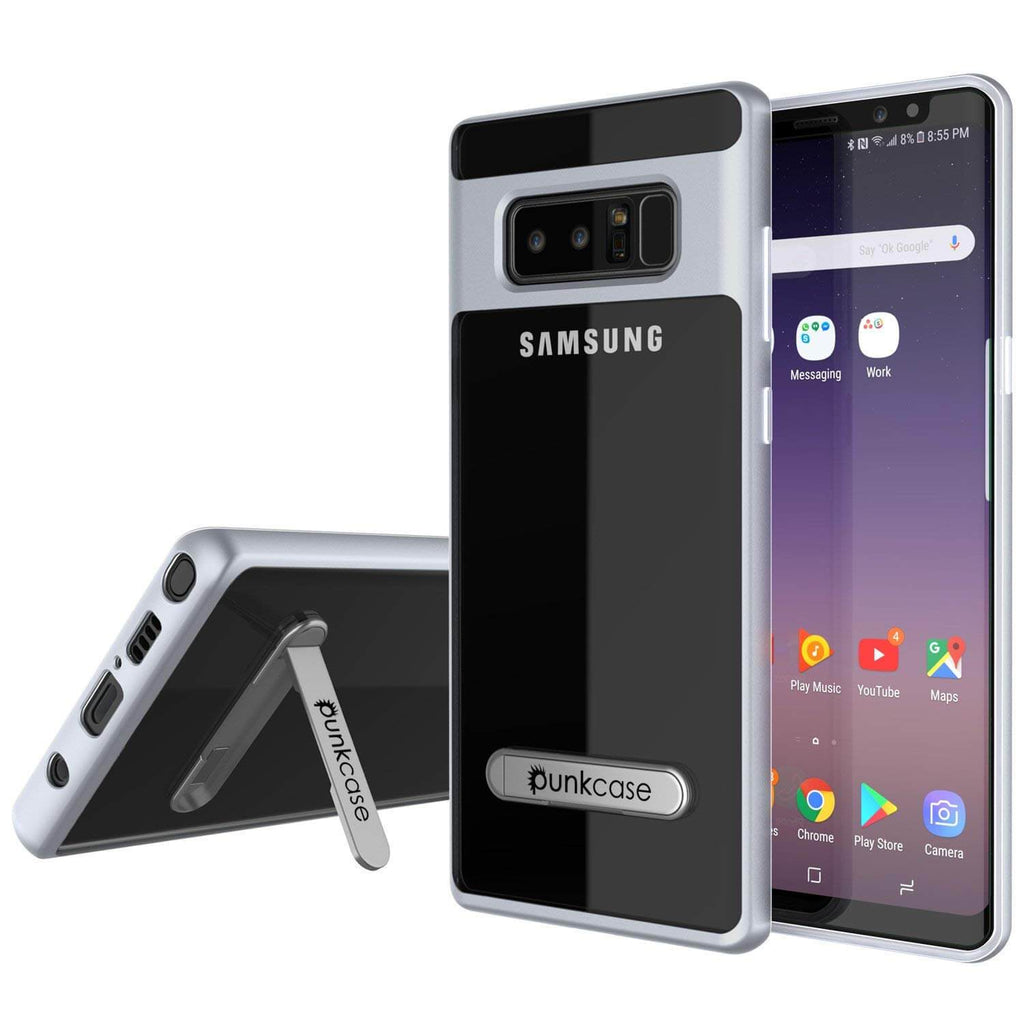 Galaxy Note 8 Case, PUNKcase [LUCID 3.0 Series] Armor Cover w/Integrated Kickstand [Silver] (Color in image: Silver)