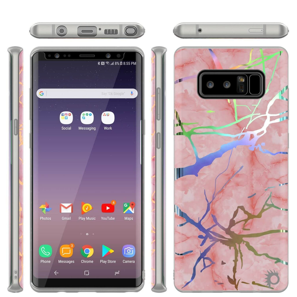 Punkcase Galaxy Note 8 Marble Case, Protective Full Body Cover W/PunkShield Screen Protector (Rose Mirage) 