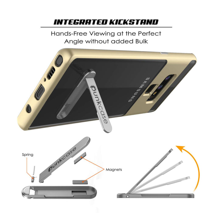 Galaxy Note 9 Lucid 3.0 PunkCase Armor Cover w/Integrated Kickstand and Screen Protector [Gold] (Color in image: Grey)