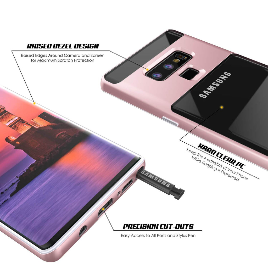 Galaxy Note 9 Lucid 3.0 PunkCase Armor Cover w/Integrated Kickstand and Screen Protector [Rose Gold] (Color in image: Black)