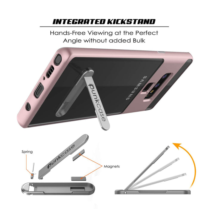 Galaxy Note 9 Lucid 3.0 PunkCase Armor Cover w/Integrated Kickstand and Screen Protector [Rose Gold] (Color in image: Grey)