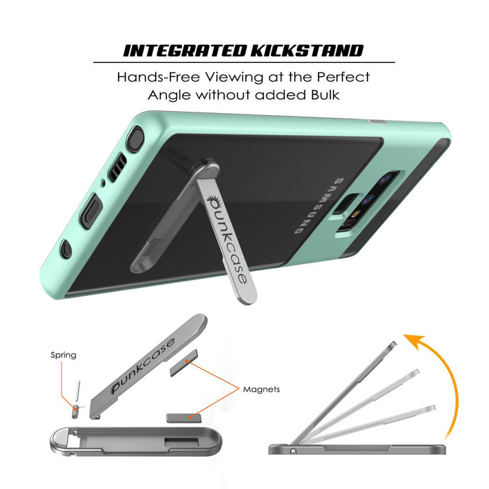 Galaxy Note 9 Lucid 3.0 PunkCase Armor Cover w/Integrated Kickstand and Screen Protector [Teal] (Color in image: Grey)