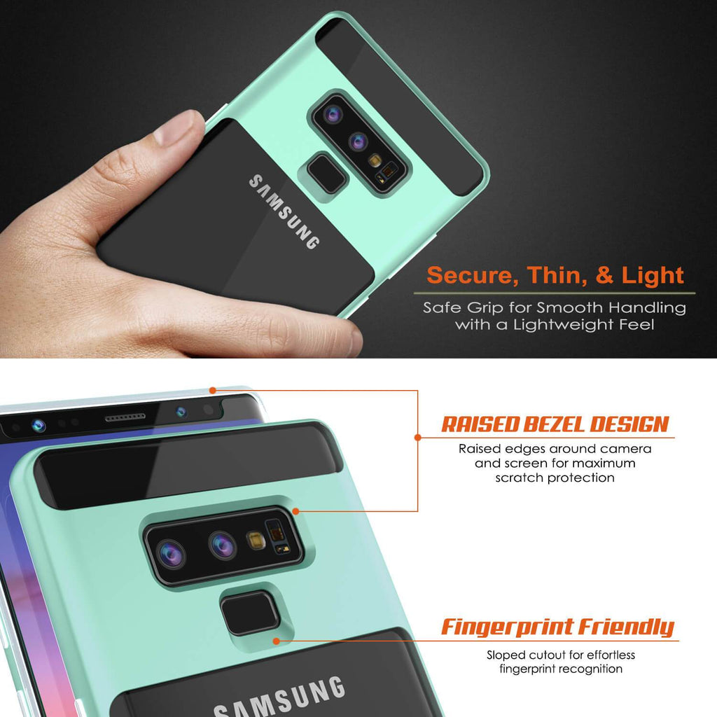 Galaxy Note 9 Lucid 3.0 PunkCase Armor Cover w/Integrated Kickstand and Screen Protector [Teal] (Color in image: Silver)