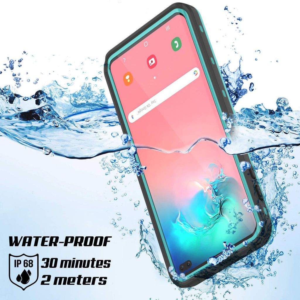 Galaxy S10+ Plus Waterproof Case, Punkcase [KickStud Series] Armor Cover [Teal] (Color in image: Red)