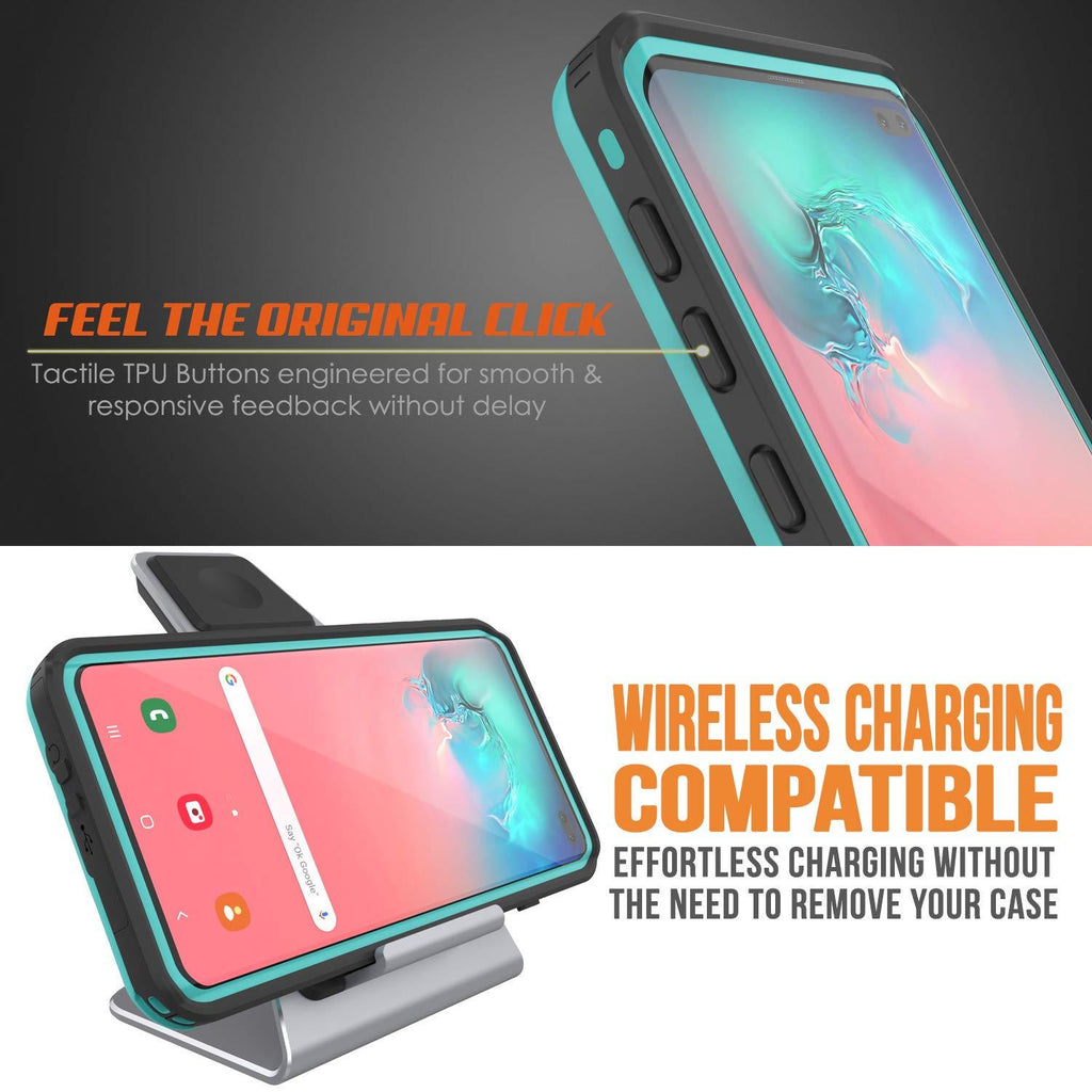 Galaxy S10+ Plus Waterproof Case, Punkcase [KickStud Series] Armor Cover [Teal] (Color in image: Light Blue)