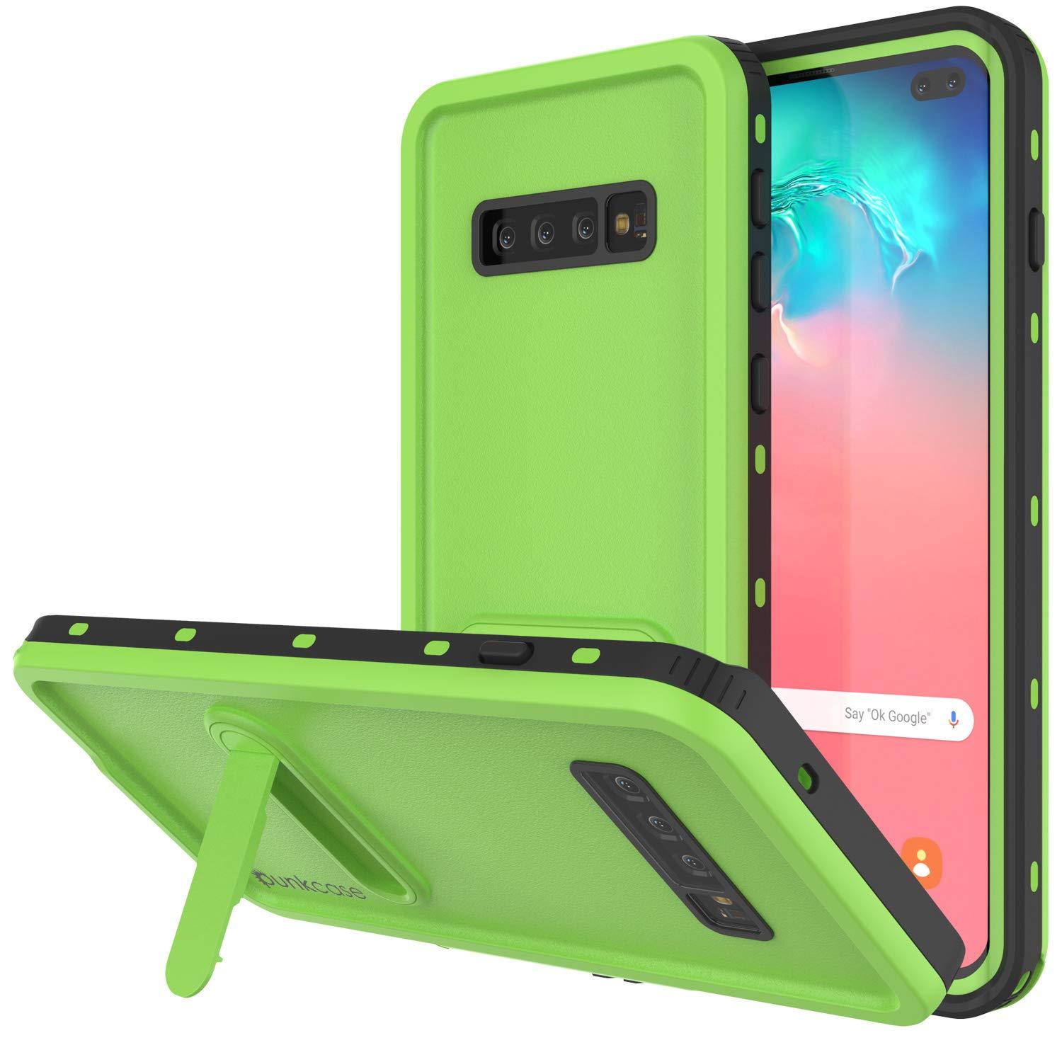 Galaxy S10+ Plus Waterproof Case, Punkcase [KickStud Series] Armor Cover [Light Green] (Color in image: Light Green)