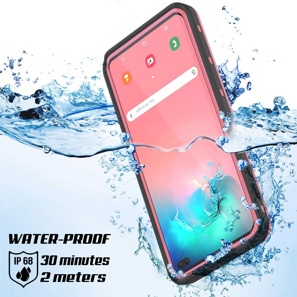 Galaxy S10+ Plus Waterproof Case, Punkcase [KickStud Series] Armor Cover [Pink] (Color in image: Light Blue)