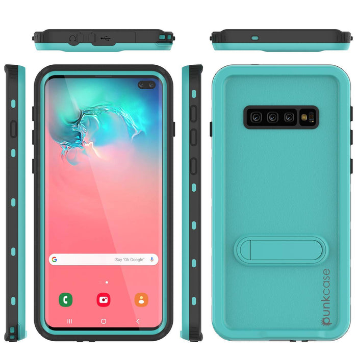 Galaxy S10+ Plus Waterproof Case, Punkcase [KickStud Series] Armor Cover [Teal] (Color in image: Light Green)