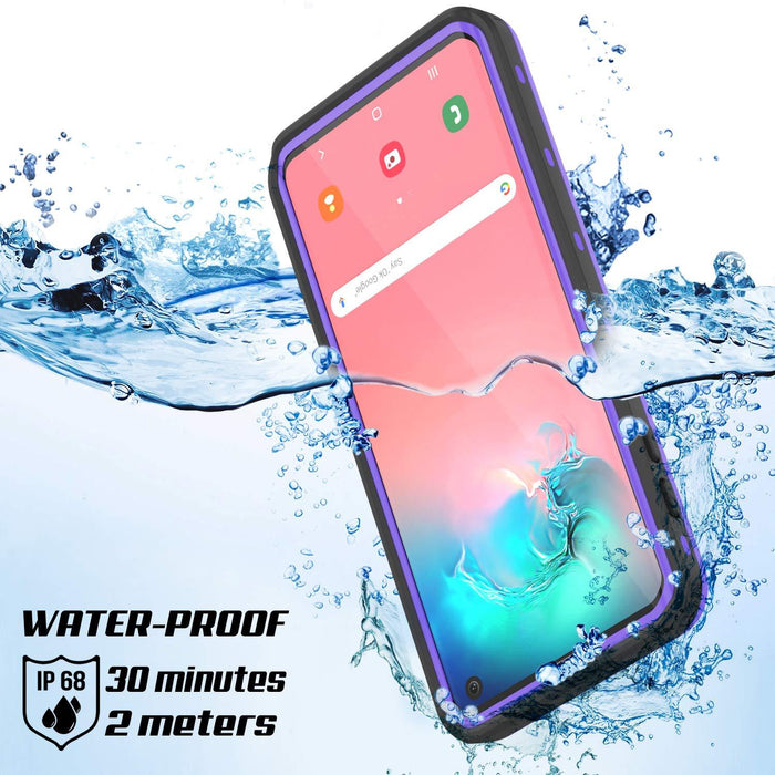 Galaxy S10 Waterproof Case, Punkcase [KickStud Series] Armor Cover [Purple] (Color in image: White)