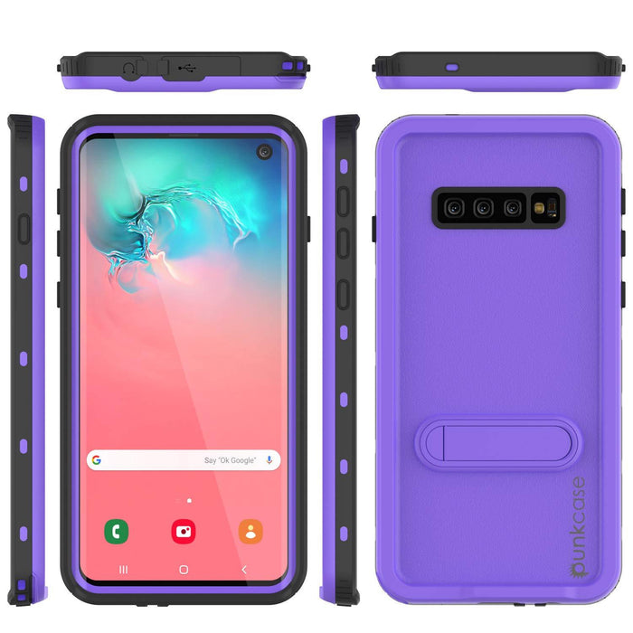 Galaxy S10 Waterproof Case, Punkcase [KickStud Series] Armor Cover [Purple] (Color in image: Red)