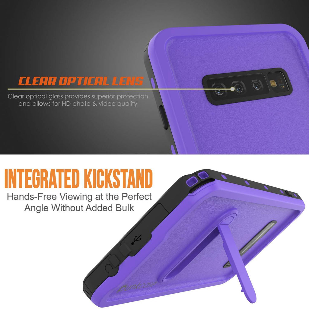 Galaxy S10 Waterproof Case, Punkcase [KickStud Series] Armor Cover [Purple] (Color in image: Teal)