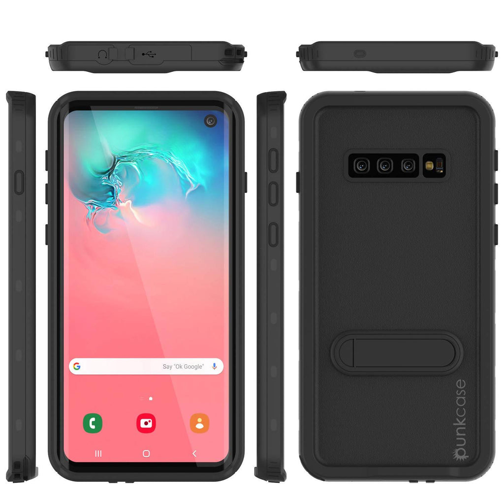 Galaxy S10 Waterproof Case, Punkcase [KickStud Series] Armor Cover [Black] (Color in image: Red)