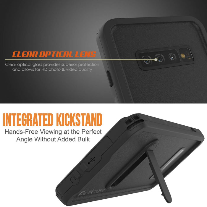 Galaxy S10 Waterproof Case, Punkcase [KickStud Series] Armor Cover [Black] (Color in image: Teal)
