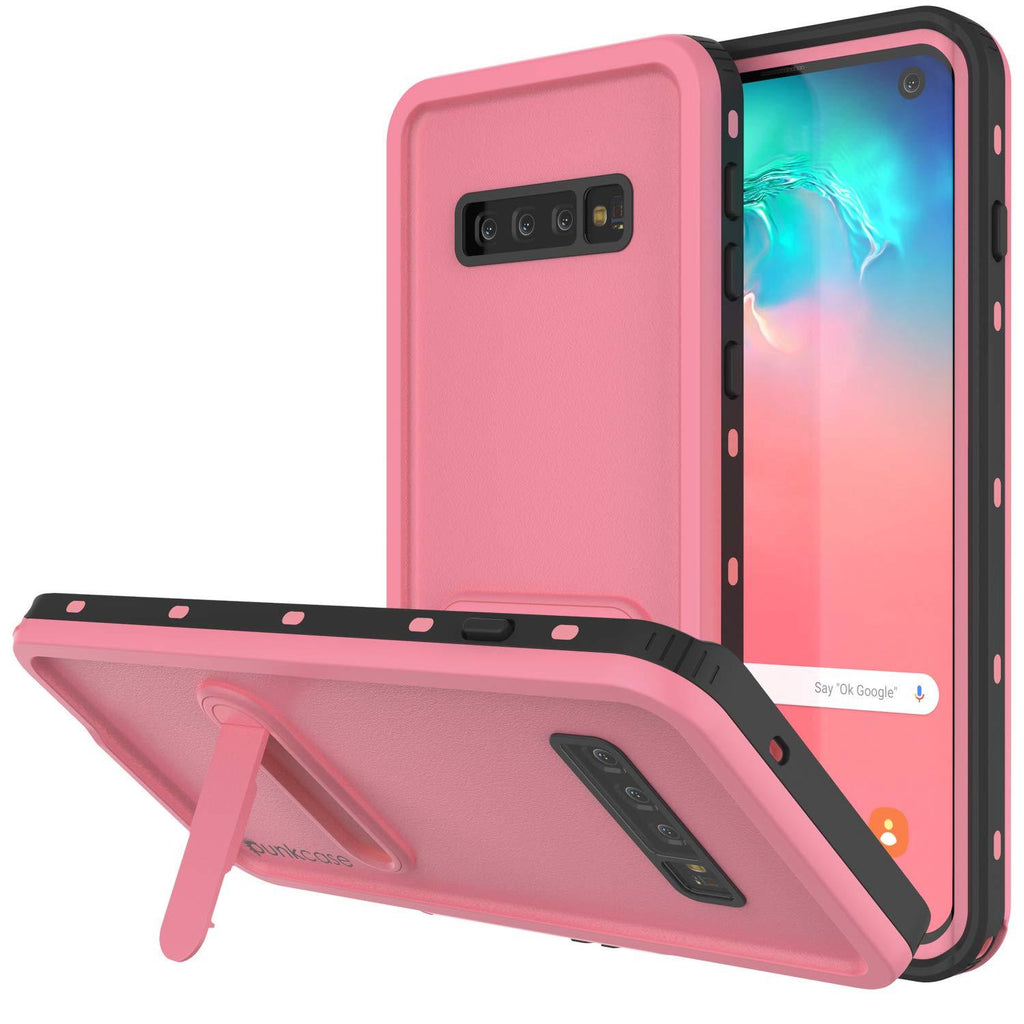 Galaxy S10 Waterproof Case, Punkcase [KickStud Series] Armor Cover [Pink] (Color in image: Pink)