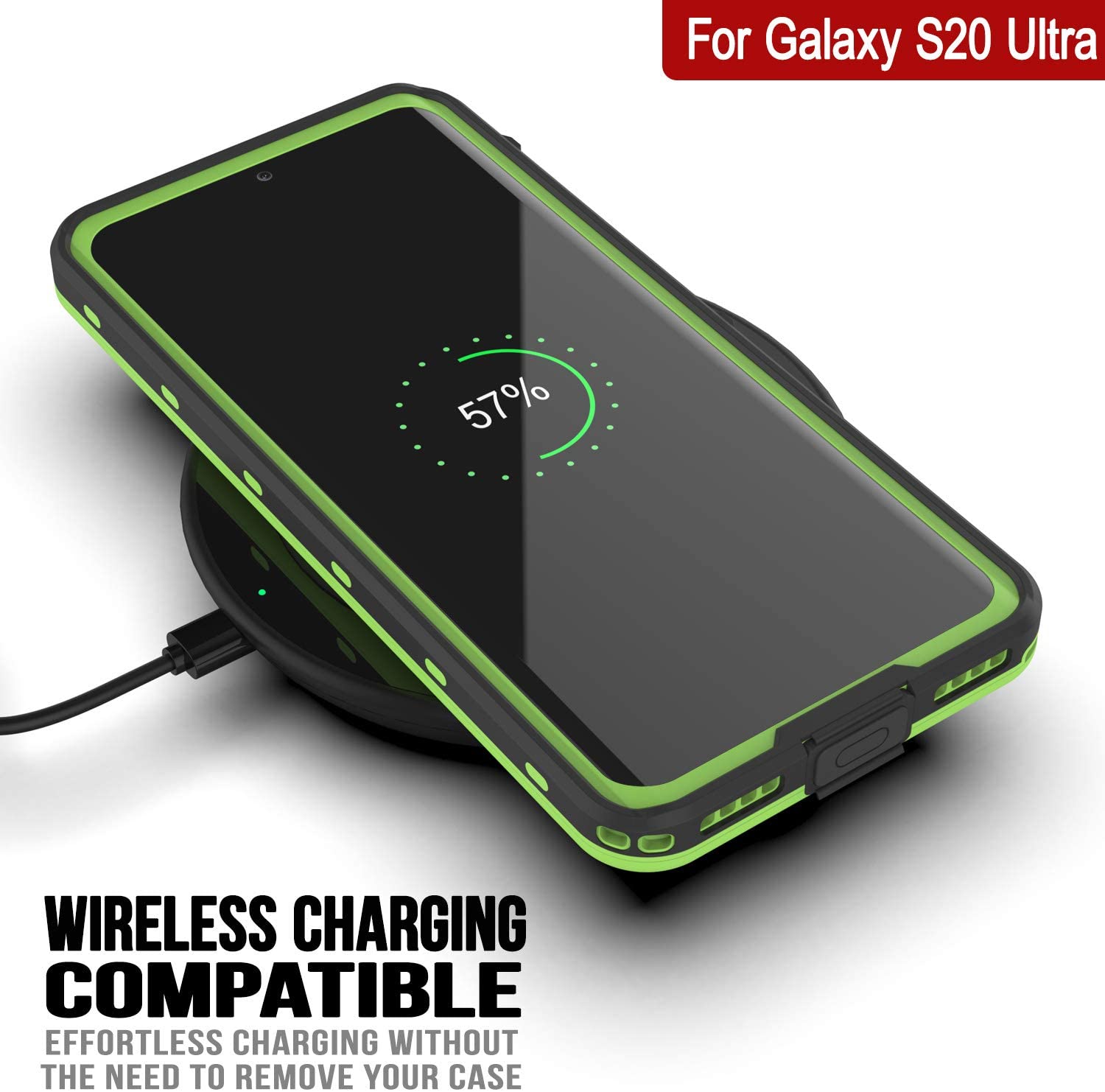 Galaxy S20 Ultra Waterproof Case, Punkcase [KickStud Series] Armor Cover [Light Green]