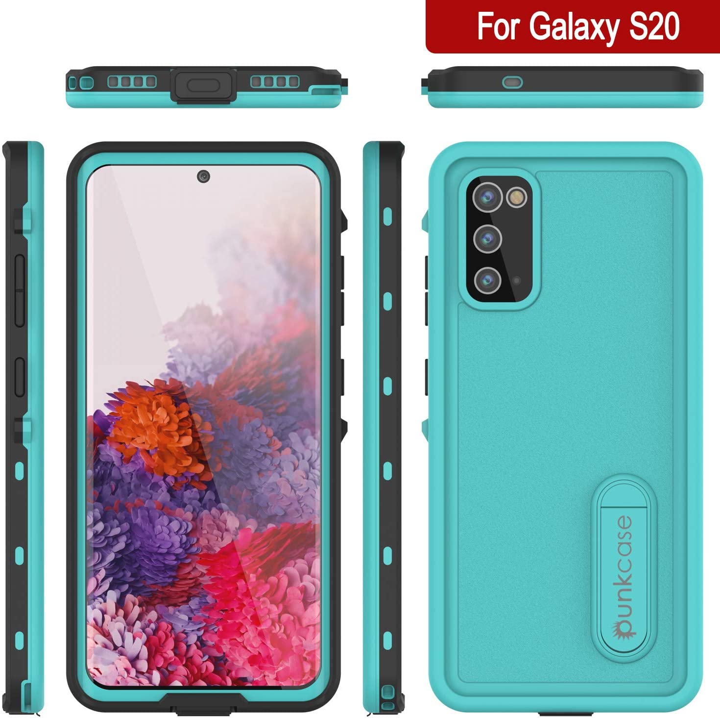 Galaxy S20 Waterproof Case, Punkcase [KickStud Series] Armor Cover [Teal]