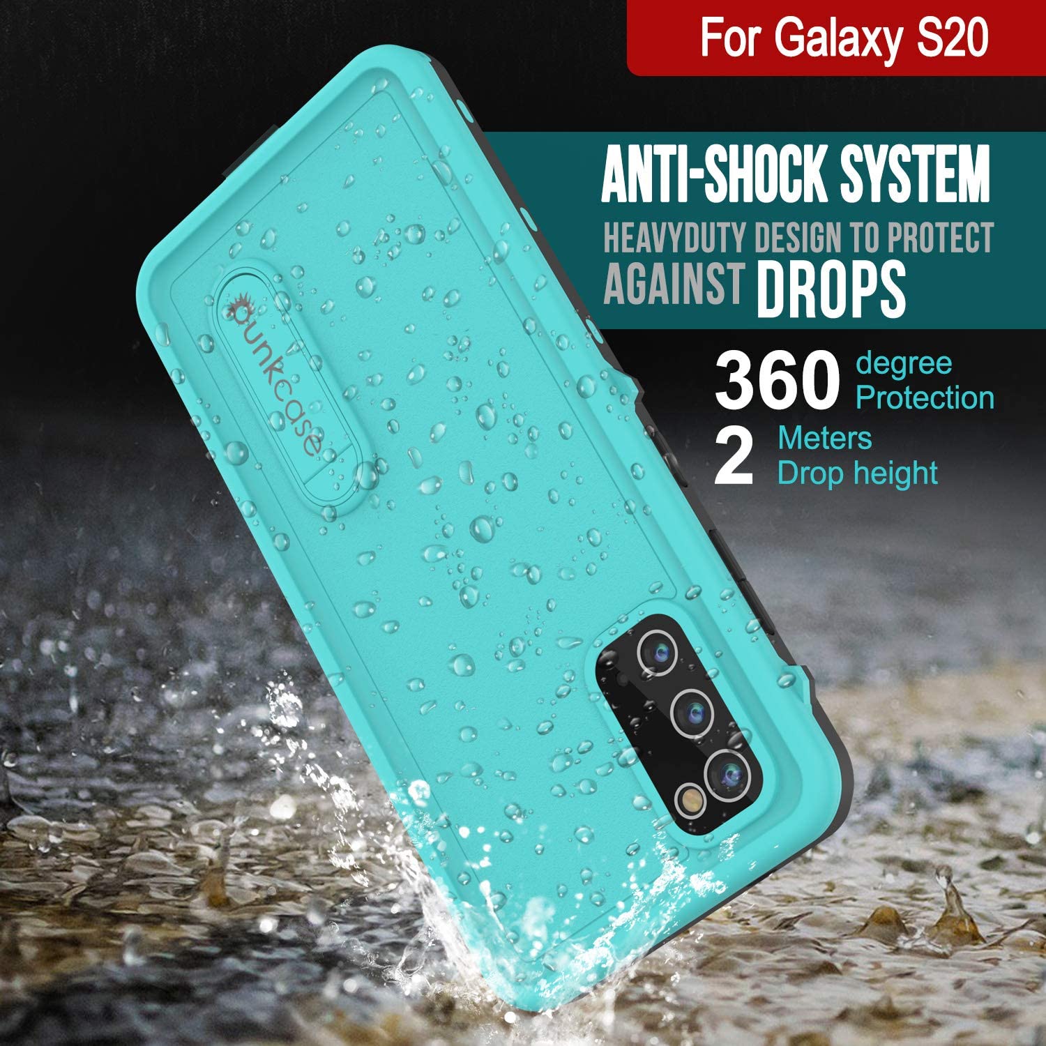 Galaxy S20 Waterproof Case, Punkcase [KickStud Series] Armor Cover [Teal]