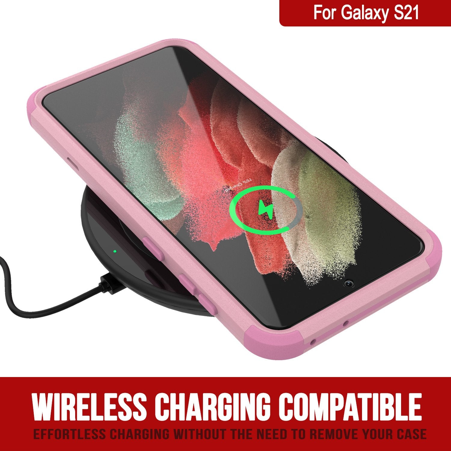 Punkcase for Galaxy S21 5G Belt Clip Multilayer Holster Case [Patron Series] [Pink]