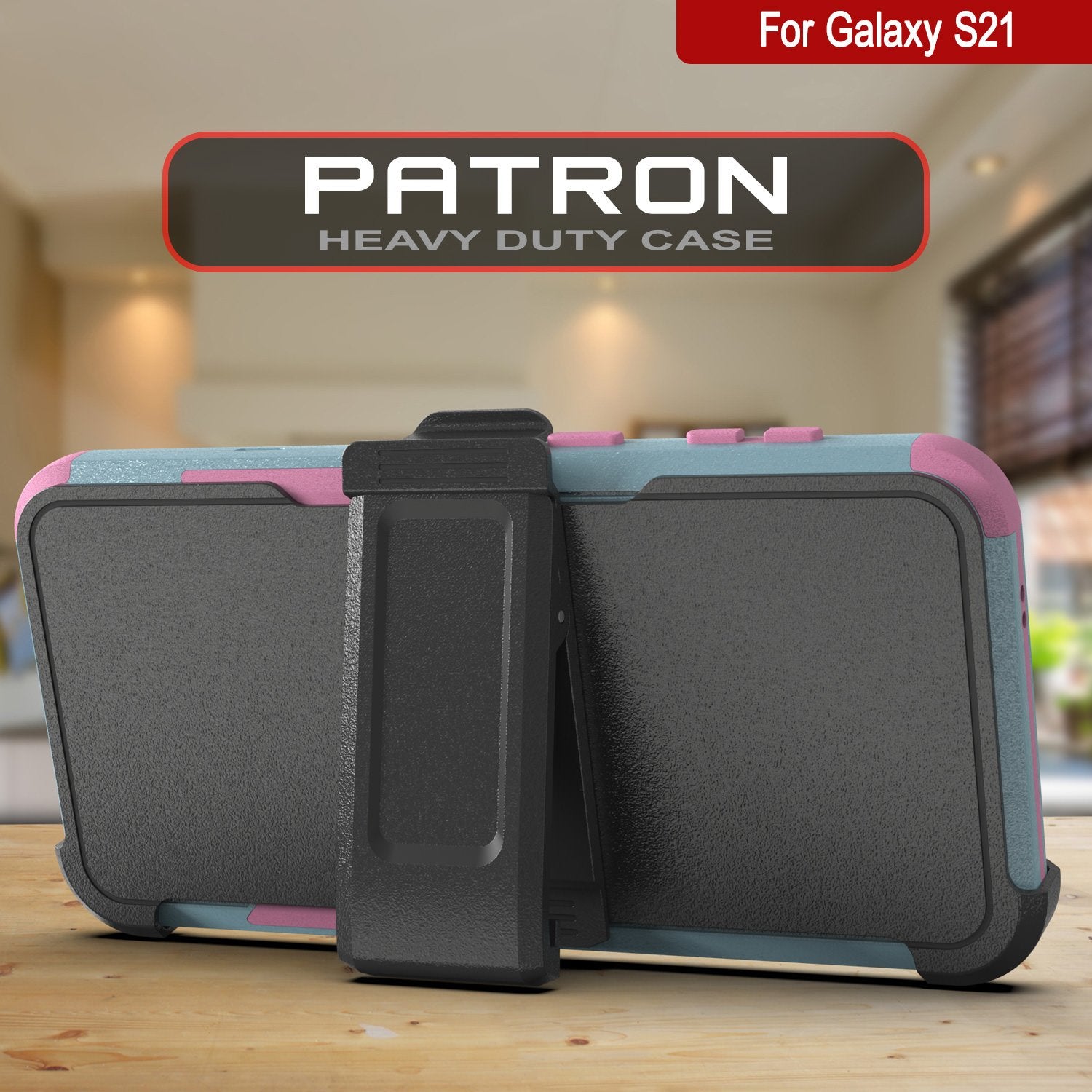 Punkcase for Galaxy S21 5G Belt Clip Multilayer Holster Case [Patron Series] [Mint-Pink]