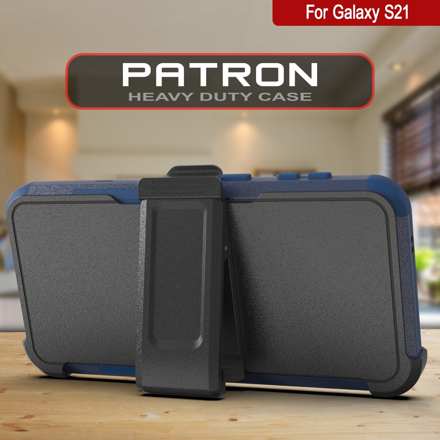 Punkcase for Galaxy S21 5G Belt Clip Multilayer Holster Case [Patron Series] [Navy]