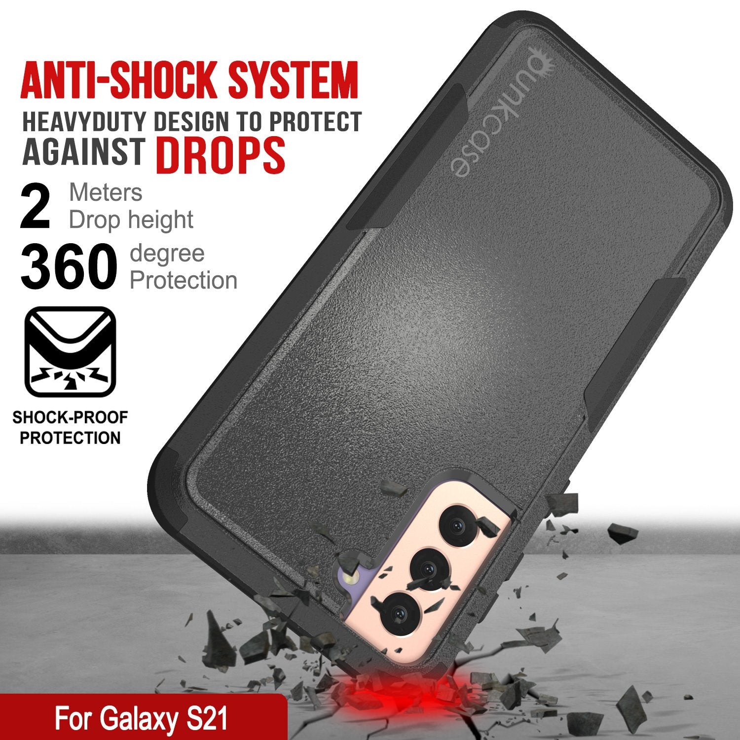 Punkcase for Galaxy S21 5G Belt Clip Multilayer Holster Case [Patron Series] [Black]