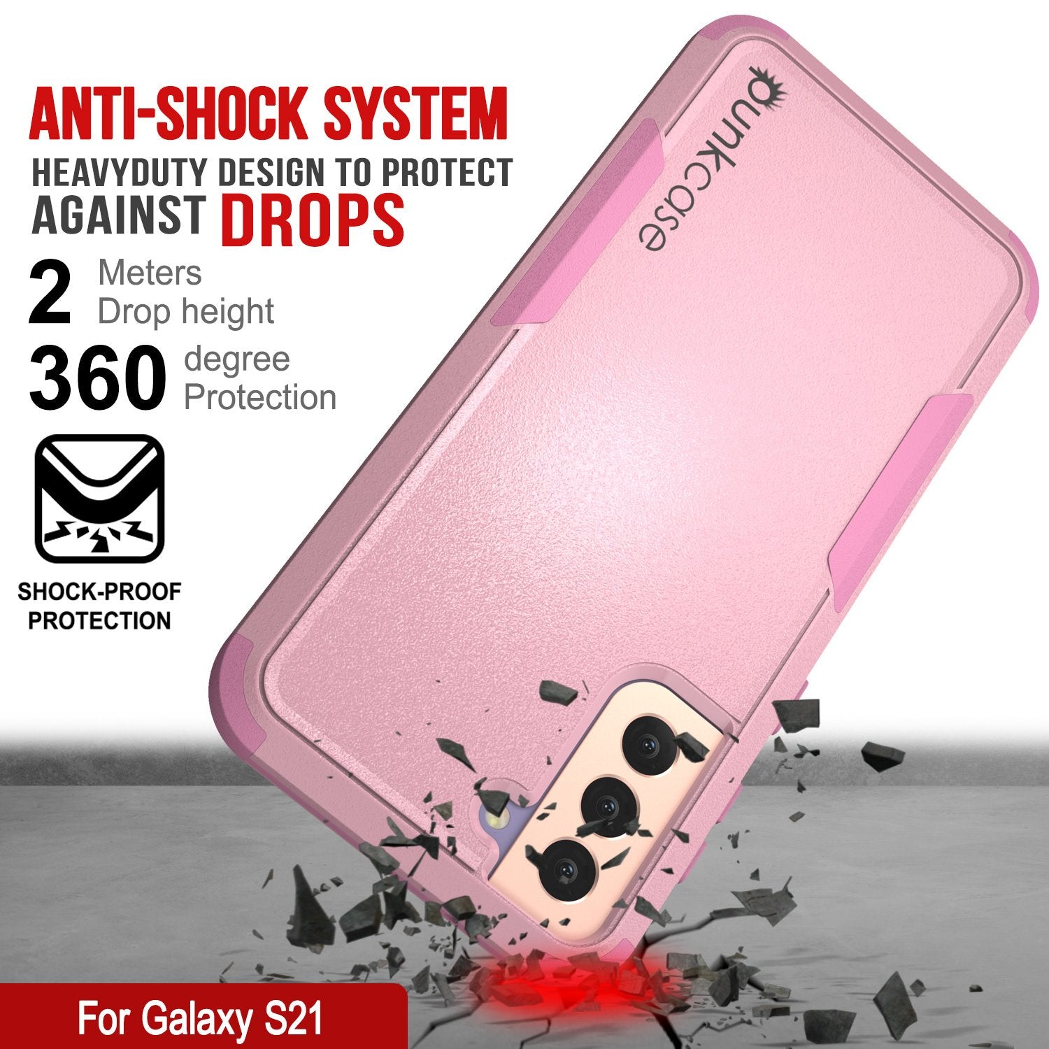 Punkcase for Galaxy S21 5G Belt Clip Multilayer Holster Case [Patron Series] [Pink]