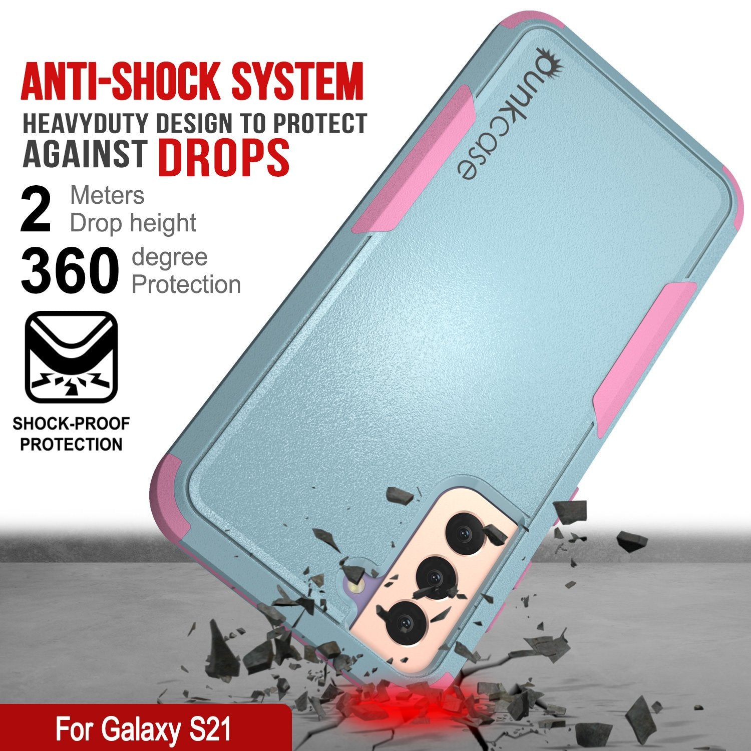 Punkcase for Galaxy S21 5G Belt Clip Multilayer Holster Case [Patron Series] [Mint-Pink]