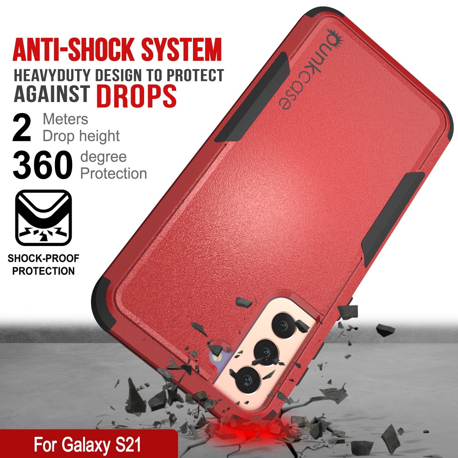 Punkcase for Galaxy S21 5G Belt Clip Multilayer Holster Case [Patron Series] [Red-Black]