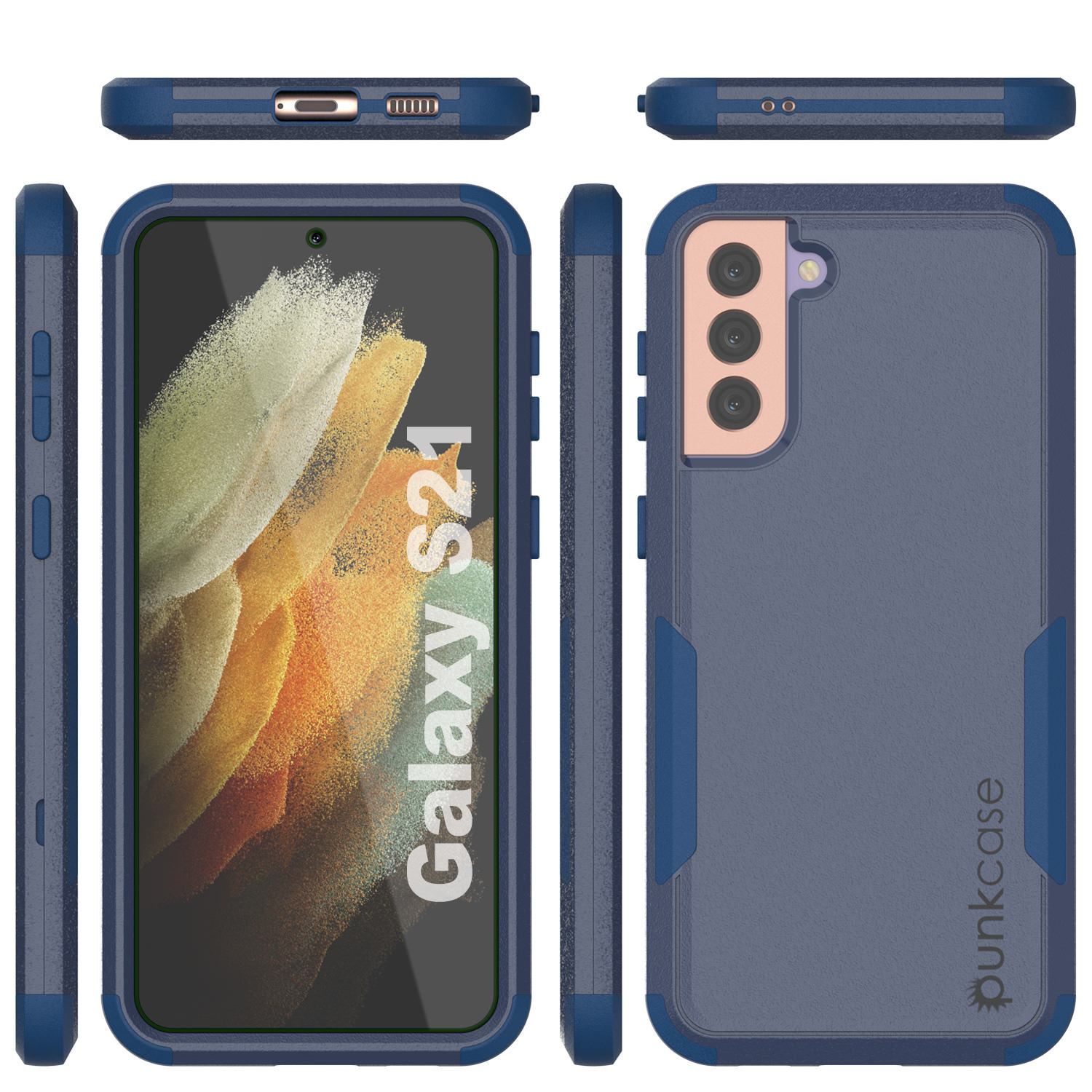 Punkcase for Galaxy S21 5G Belt Clip Multilayer Holster Case [Patron Series] [Navy]