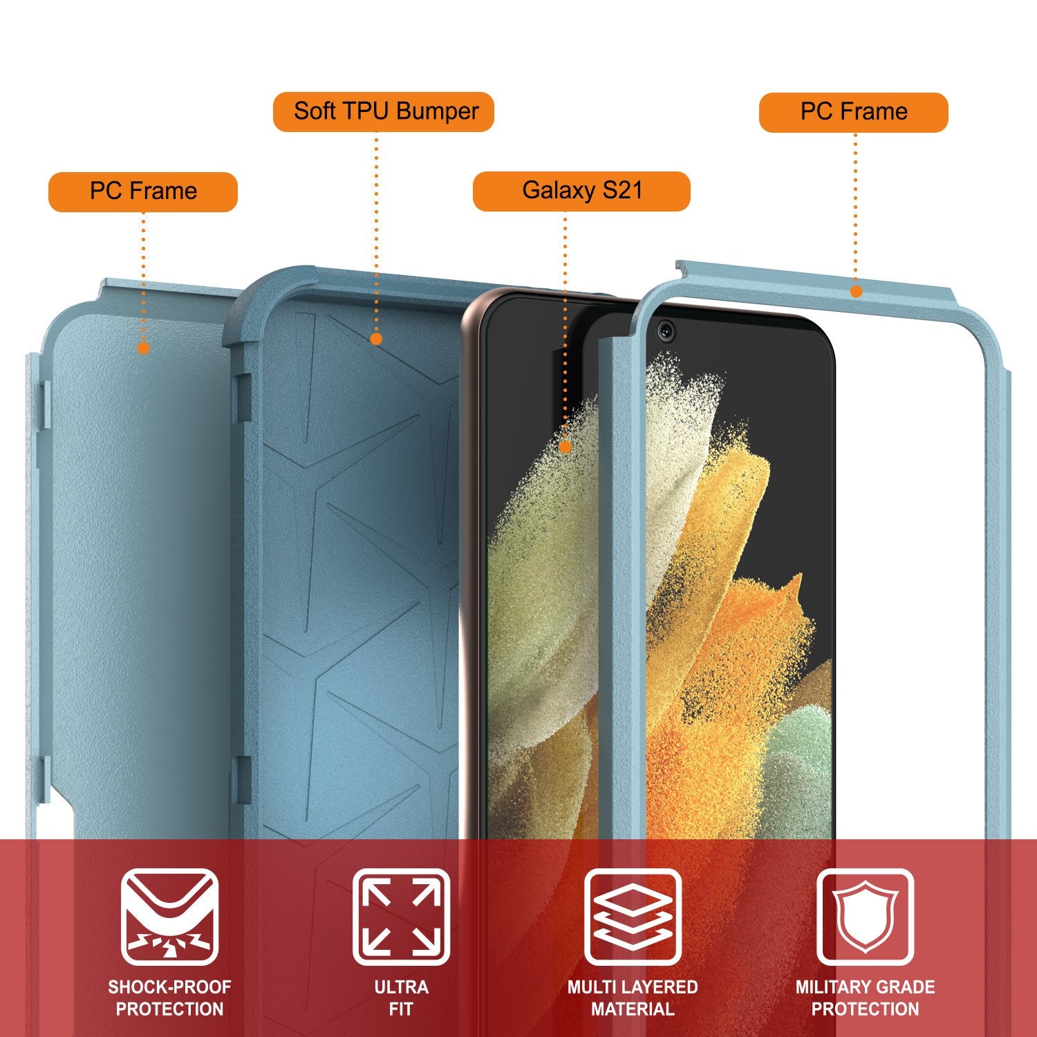 Punkcase for Galaxy S21 5G Belt Clip Multilayer Holster Case [Patron Series] [Mint]