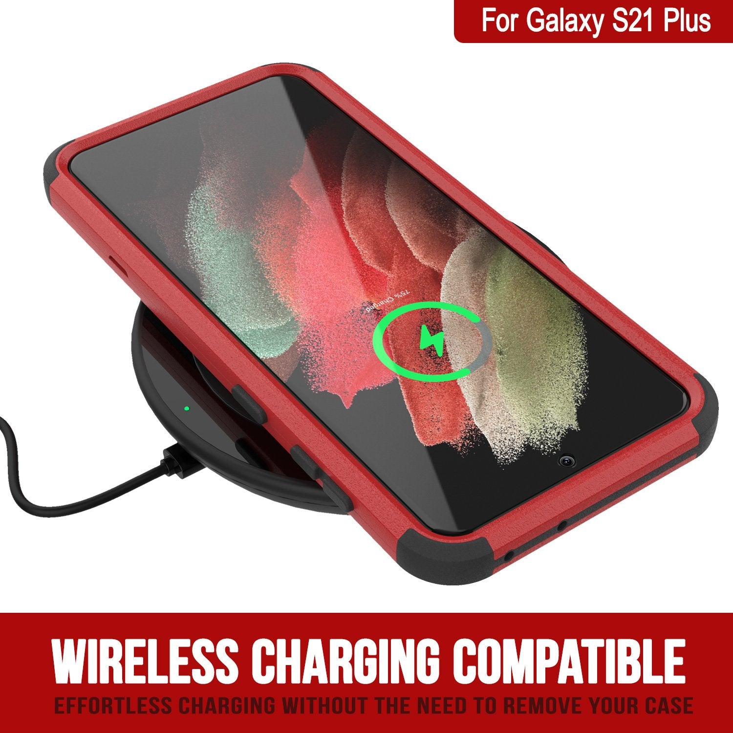 Punkcase for Galaxy S21+ Plus 5G Belt Clip Multilayer Holster Case [Patron Series] [Red-Black]