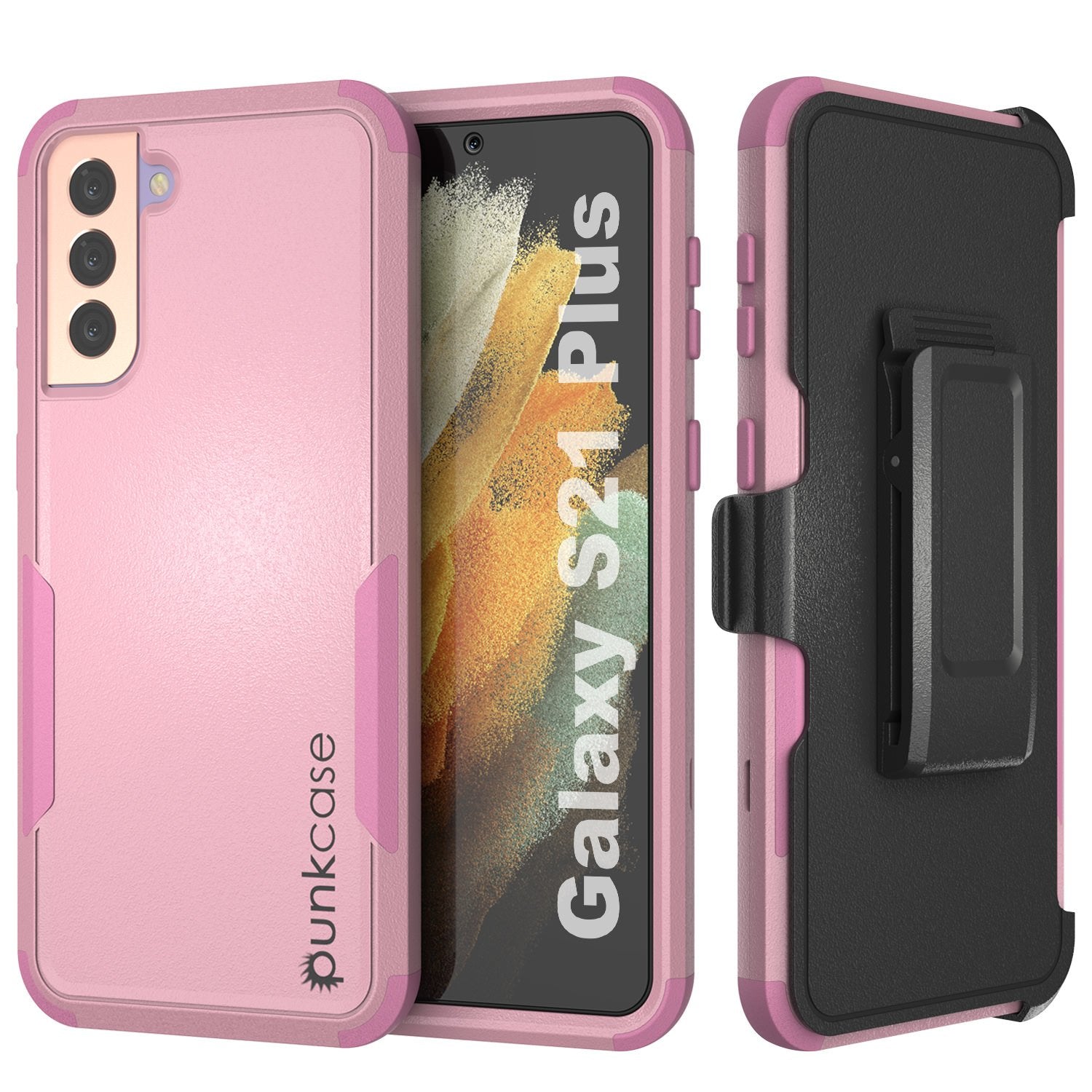 Punkcase for Galaxy S21+ Plus 5G Belt Clip Multilayer Holster Case [Patron Series] [Pink]